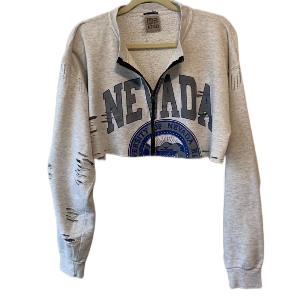 Furst of a Kind Nevada Cropped Distressed Sweatshirt